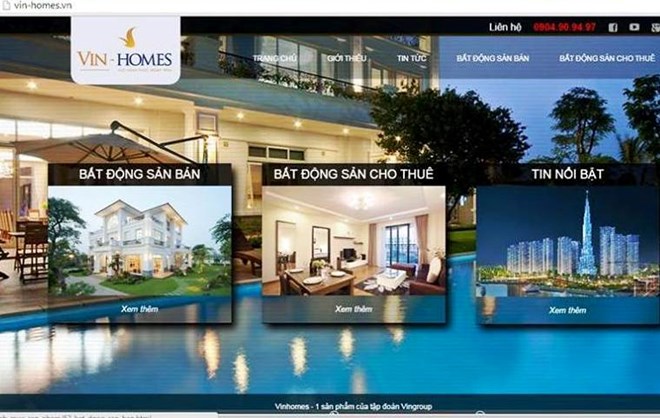 Giả mạo website giống hệt Vingroup để rao bán căn hộ