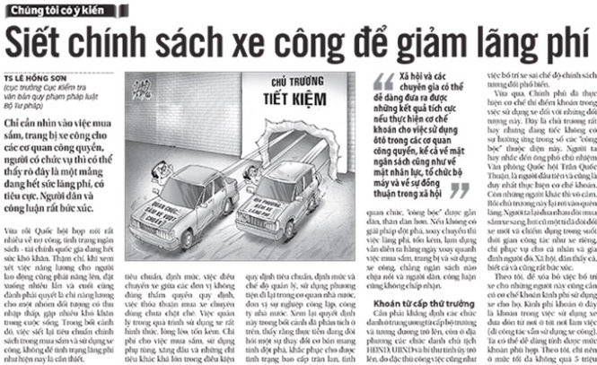 Xe công: nên khoán đến cấp sở