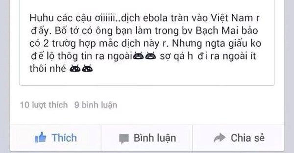 Xác minh đối tượng tung tin virus Ebola xuất hiện ở Việt Nam